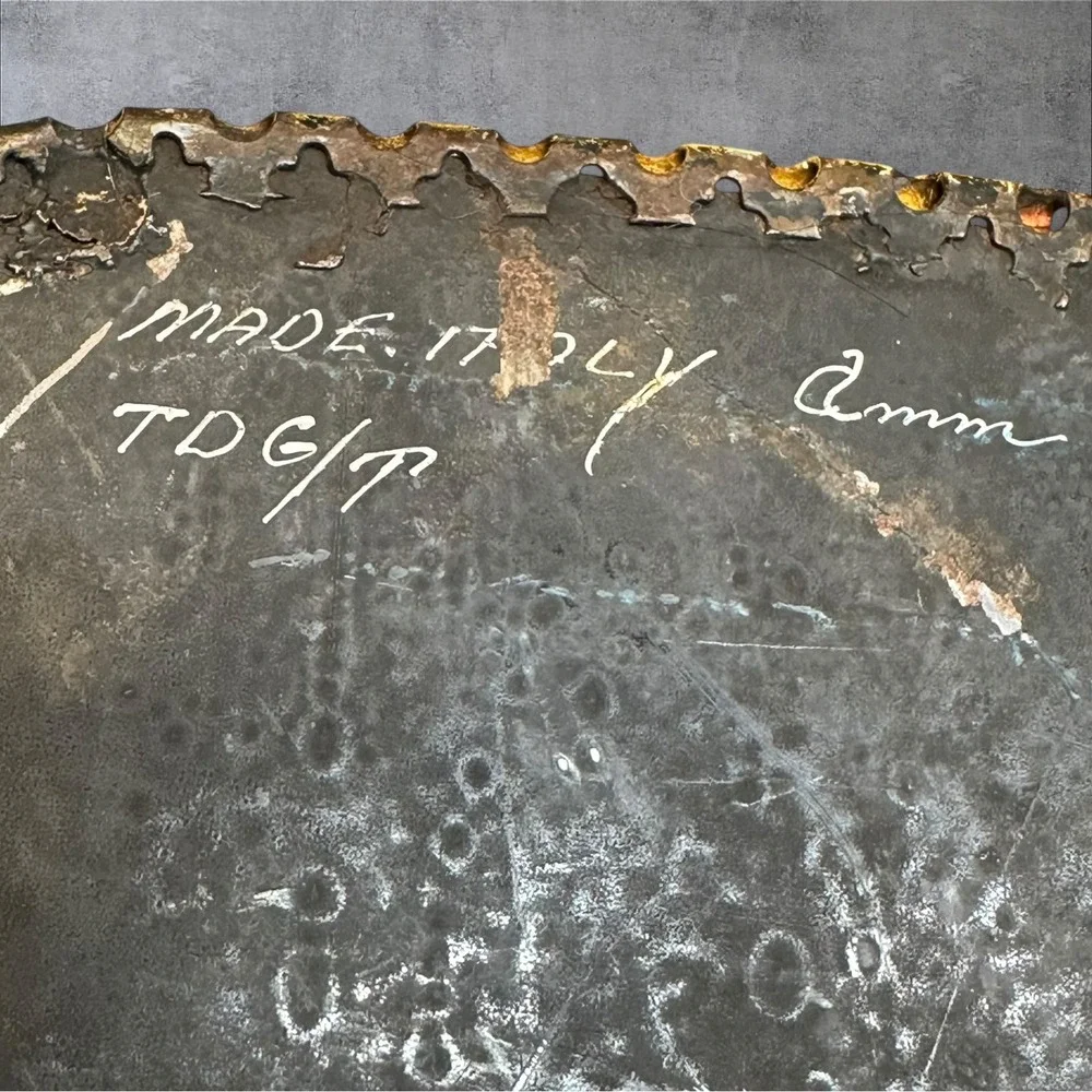 Vintage‎ Italian Metal Tray Painted Hot Air Balloon Yellow 26x17 Rustic Decor